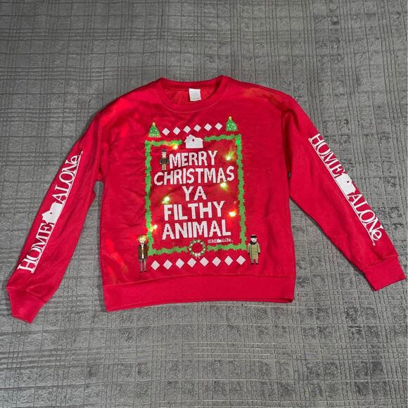 Source Unknown Other - S - Home Alone Merry Christmas Ya Filthy Animal Lightup Sweatshirt
